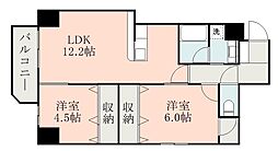 鹿児島市電2系統 加治屋町駅 徒歩5分の賃貸マンション 2階2LDKの間取り