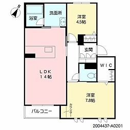 バス 鍋ケ宇都下車 徒歩1分の賃貸アパート 2階2LDKの間取り