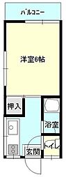 楠畑コーポ1 1Kの間取図画像