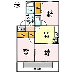 ハイカムール山之内 3DKの間取図画像