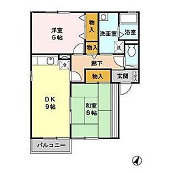 サニーパークハイツ 2DKの間取図画像