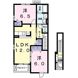 エテルノA.K.T1 2LDKの間取図画像