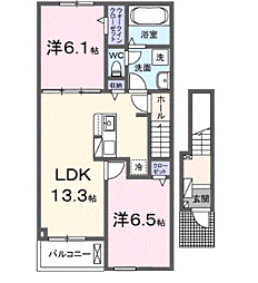 出水市昭和町アパート 2LDKの間取図画像