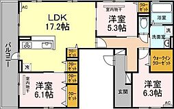 ラフィネ下荒田 3LDKの間取図画像
