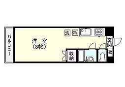 鹿児島市電1系統 新屋敷駅 徒歩13分の賃貸マンション 4階ワンルームの間取り