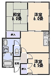 三愛ハイツ 3DKの間取図画像