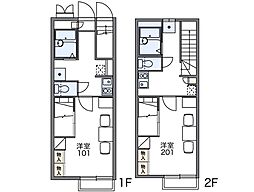 鹿児島市電1系統 谷山駅 徒歩10分の賃貸アパート 1階1Kの間取り