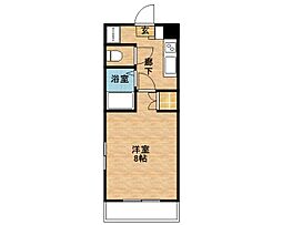 鹿児島市電1系統 騎射場駅 徒歩4分の賃貸マンション 3階1Kの間取り