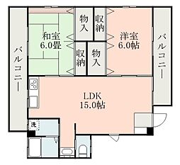 Mコーポ 2LDKの間取図画像