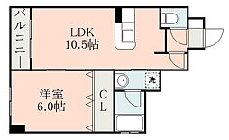 プランタン加治屋町 1LDKの間取図画像