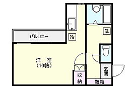 鹿児島市電1系統 武之橋駅 徒歩5分の賃貸マンション 3階ワンルームの間取り