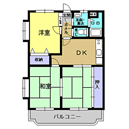 JR鹿児島本線 広木駅 西陵2丁目下車 徒歩25分の賃貸マンション 3階3DKの間取り
