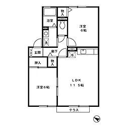JR日豊本線 帖佐駅 南国バス　姶良イオン前バス停下車 徒歩15分の賃貸アパート 1階2LDKの間取り