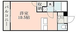 鹿児島市電1系統 武之橋駅 徒歩5分の賃貸マンション 2階ワンルームの間取り