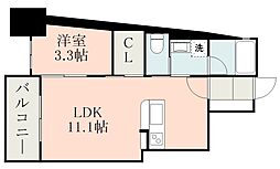 鹿児島市電1系統 武之橋駅 高麗町バス停下車 徒歩8分の賃貸マンション 3階1LDKの間取り