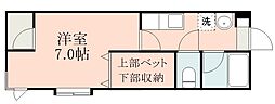 鹿児島市電1系統 二中通駅 徒歩5分の賃貸マンション 1階1Kの間取り