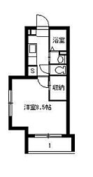 鹿児島市電1系統 騎射場駅 徒歩2分の賃貸マンション 2階1Kの間取り