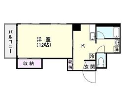 鹿児島市電1系統 二中通駅 徒歩8分の賃貸マンション 2階1Kの間取り