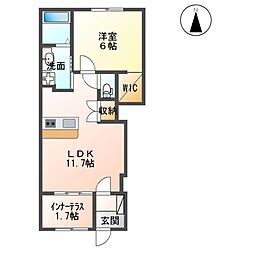 JR鹿児島本線 鹿児島駅 バス25分 吉野小学校前下車 徒歩5分の賃貸アパート 1階1LDKの間取り
