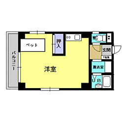 シルキーハイツ ワンルームの間取図画像