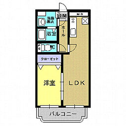 鹿児島市電1系統 笹貫駅 徒歩2分の賃貸マンション 1階1LDKの間取り