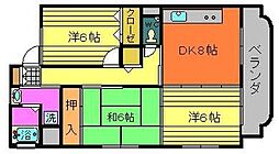 JR指宿枕崎線 郡元駅 紫原7丁目下車 徒歩32分の賃貸マンション 4階3DKの間取り
