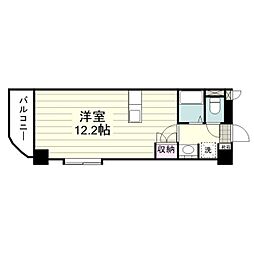 鹿児島市電1系統 荒田八幡駅 市営／鹿児島交通下車 徒歩4分の賃貸マンション 4階ワンルームの間取り