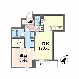 JR鹿児島本線 鹿児島駅 徒歩12分の賃貸マンション 2階1LDKの間取り