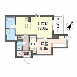 JR鹿児島本線 鹿児島駅 徒歩12分の賃貸マンション 2階1LDKの間取り