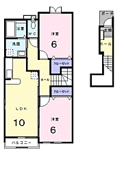 JR鹿児島本線 鹿児島駅 バス26分 三文字下車 徒歩6分の賃貸アパート 2階2LDKの間取り