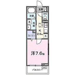 鹿児島市電1系統 郡元駅 徒歩4分の賃貸アパート 1階1Kの間取り