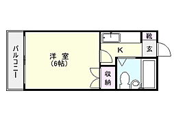 鹿児島市電1系統 武之橋駅 徒歩5分の賃貸マンション 3階1Kの間取り
