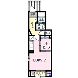 JR指宿枕崎線 宇宿駅 バス20分 紫原三丁目下車 徒歩15分の賃貸アパート 1階1LDKの間取り
