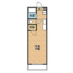 JR指宿枕崎線 宇宿駅 徒歩7分の賃貸マンション 3階ワンルームの間取り