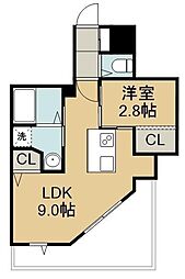 JR指宿枕崎線 谷山駅 徒歩10分の賃貸マンション 2階1LDKの間取り