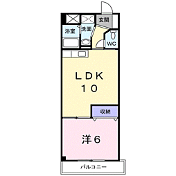 鹿児島市電1系統 上塩屋駅 徒歩2分の賃貸マンション 3階1LDKの間取り