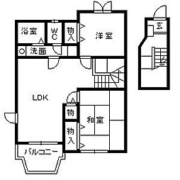 JR指宿枕崎線 坂之上駅 徒歩13分の賃貸アパート 2階2LDKの間取り