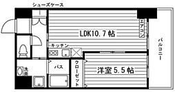 鹿児島市電2系統 高見橋駅 中央高校前下車 徒歩3分の賃貸マンション 5階1LDKの間取り