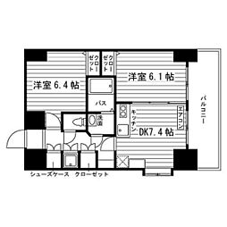 パークサイド加治屋町 2DKの間取図画像