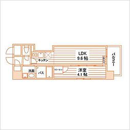 鹿児島市電2系統 中洲通駅 徒歩2分の賃貸マンション 11階1LDKの間取り