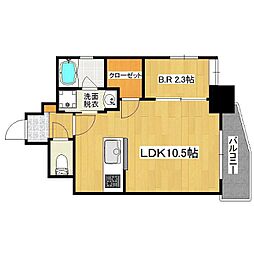 鹿児島市電2系統 加治屋町駅 中央高校下車 徒歩4分の賃貸マンション 4階1LDKの間取り