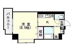 鹿児島市電1系統 涙橋駅 徒歩7分の賃貸マンション 2階1Kの間取り