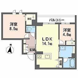 JR指宿枕崎線 慈眼寺駅 徒歩9分の賃貸マンション 2階2LDKの間取り
