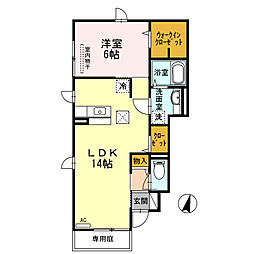 JR日豊本線 鹿児島中央駅 花岡通下車 徒歩19分の賃貸アパート 1階1LDKの間取り