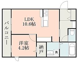 JR日豊本線 国分駅 徒歩9分の賃貸アパート 2階1LDKの間取り
