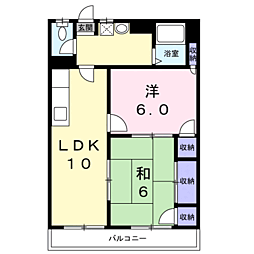 鹿児島市電1系統 上塩屋駅 徒歩4分の賃貸マンション 3階2LDKの間取り