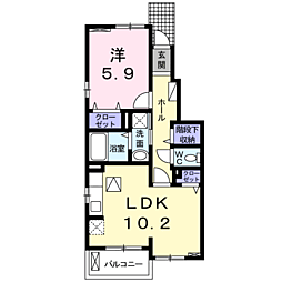 JR指宿枕崎線 谷山駅 バス11分 中山校前下車 徒歩4分の賃貸アパート 1階1LDKの間取り