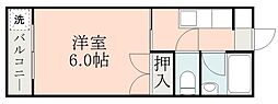 鹿児島市電1系統 笹貫駅 徒歩2分の賃貸マンション 3階1Kの間取り