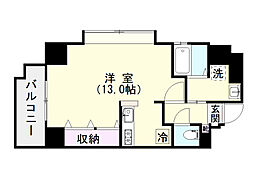 鹿児島市電1系統 涙橋駅 徒歩7分の賃貸マンション 8階ワンルームの間取り