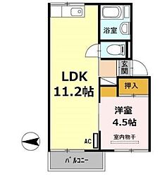 ホワイトハイツ牧田 1LDKの間取図画像